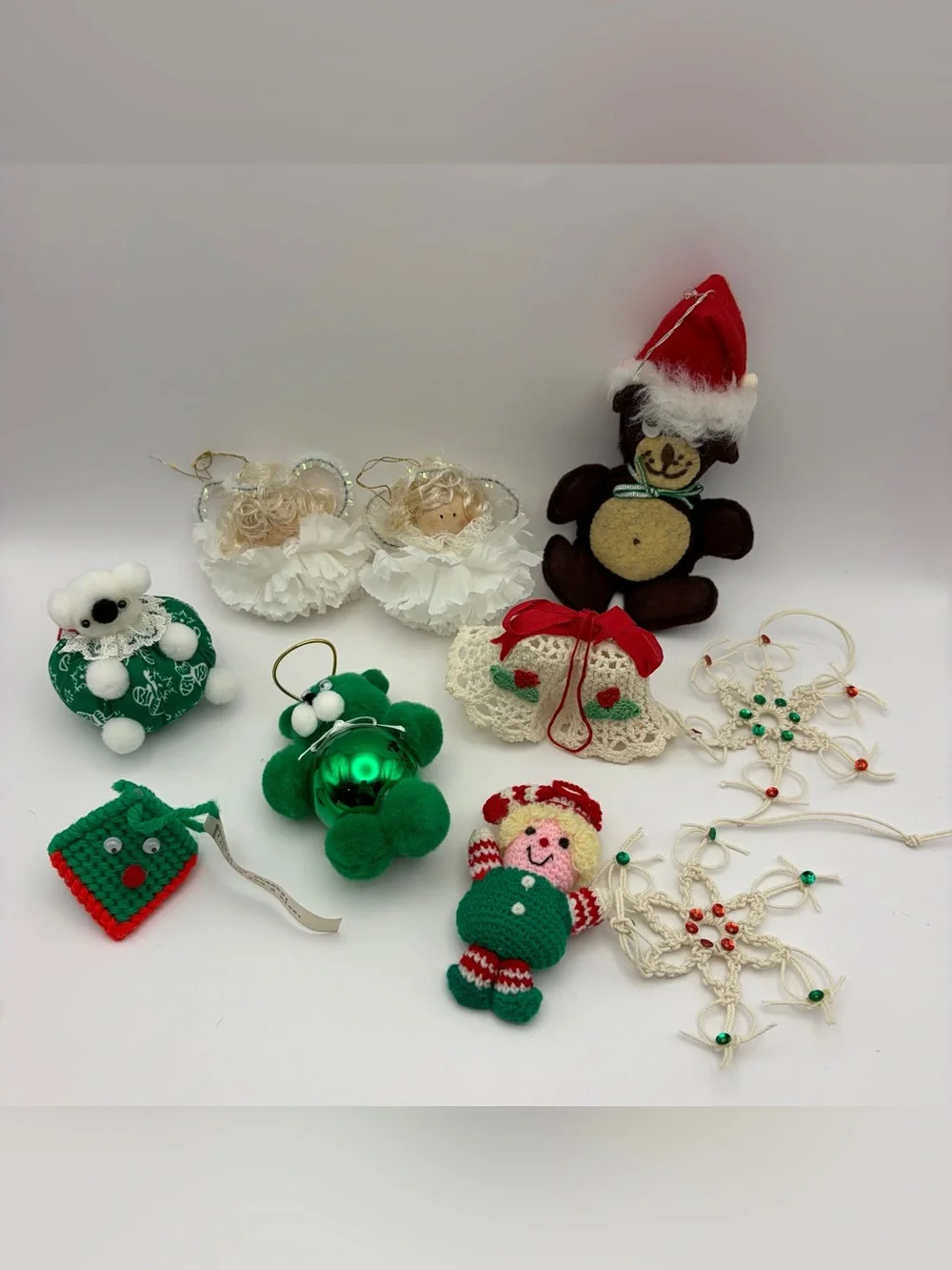 Vintage 10 Handmade Assorted Christmas Ornaments